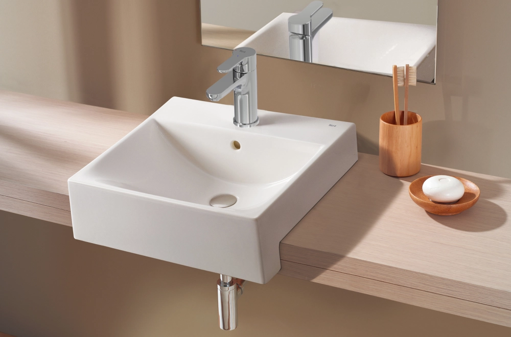 Semi-recessed basins